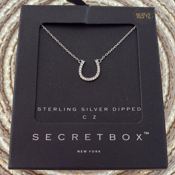 New in box...beautiful dainty horseshoe pendant with CZ Stones, silver dipped - Picture 1 of 5